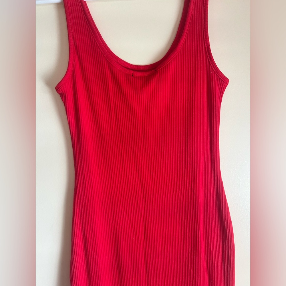 NWOT Red Ribbed Dress - Picture 3 of 5